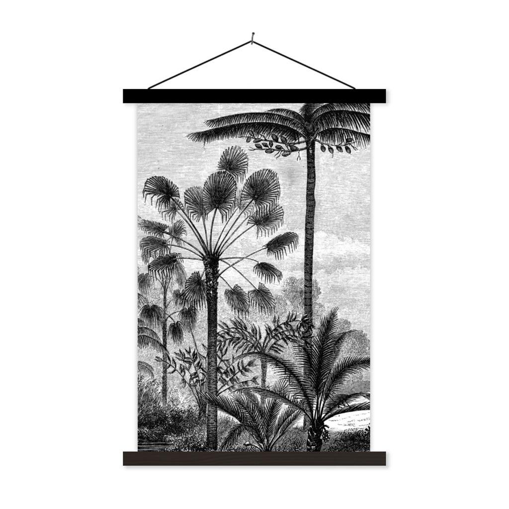 MuchoWow Textilposter Design - Bäume - Natur - Pflanzen - Botanisch 60x90 cm mit schwarzem Rahmen - Poster Wohnzimmer