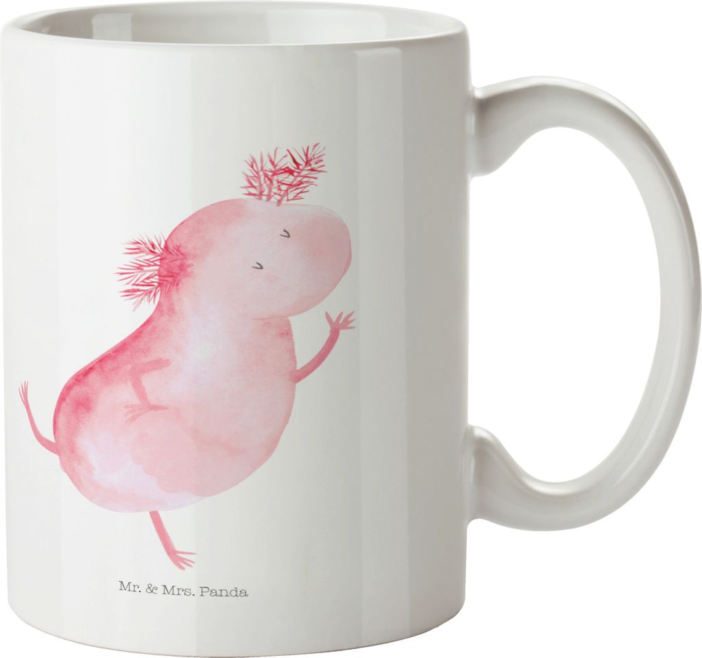 Mr. & Mrs. Panda Pott Axolotl Tanzen - Weiß - Geschenk, Becher, Freudig, Kaffeetasse, Kaffeebecher, Verrückt, bedruckt, Sterne, Springen, Tasse, ...