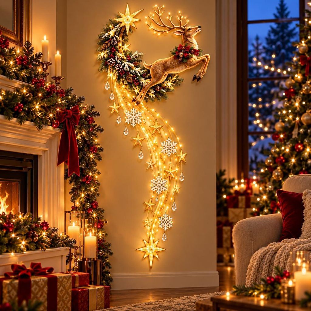 LED Rentier Wanddekoration Beleuchtet, 2D Acryl, 60cm Produktbild 