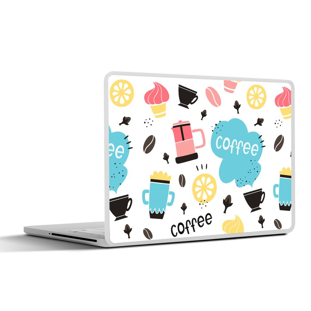 MuchoWow Laptop Aufkleber Sticker Cover Patronen - Kaffeebohnen - Eiscreme 31x22.5 cm - Laptop-Deko