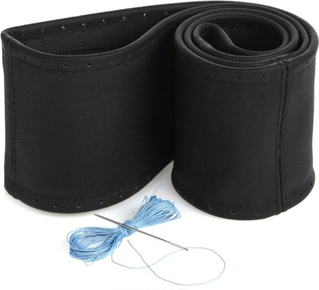 Lenkradbezug Lenkradhülle Blauer Faden Echtes Leder Farbe Grau Ø 37-39 / 10,5 cm