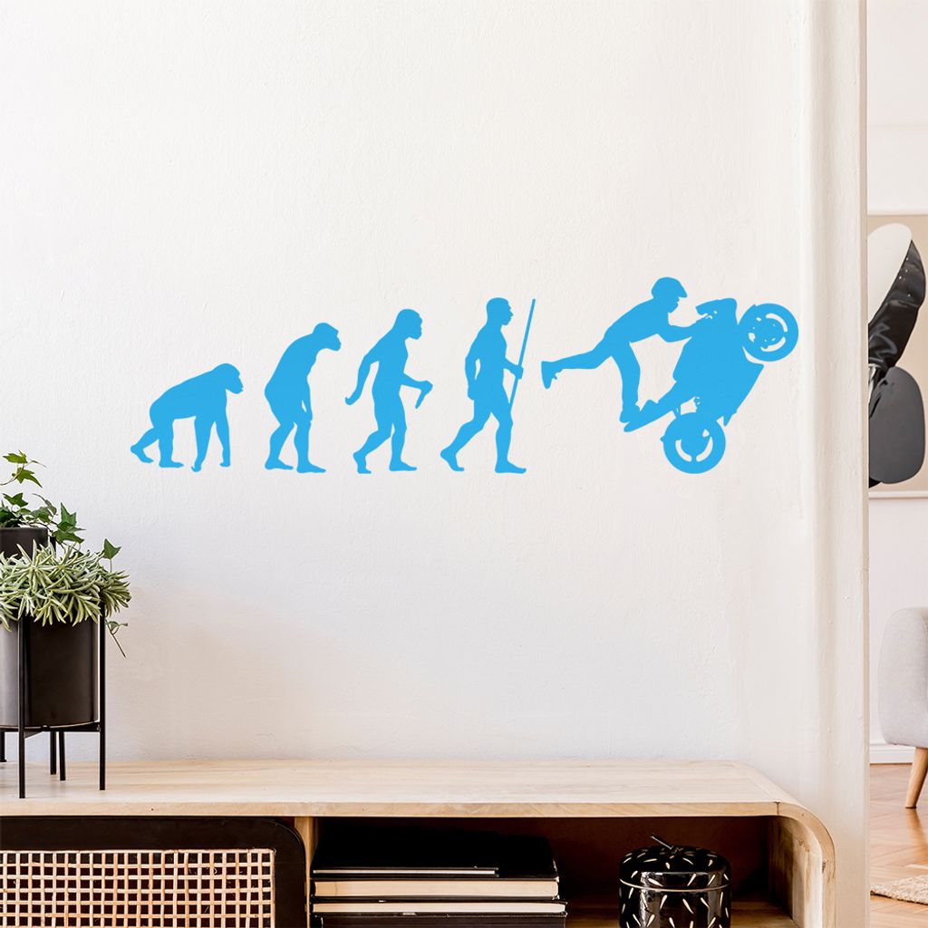 Rennmotorrad Evolution Wandtattoo Wandaufkleber Wall Sticker - Dekoration, Küche, Wohnzimmer, Schlafzimmer, Badezimmer