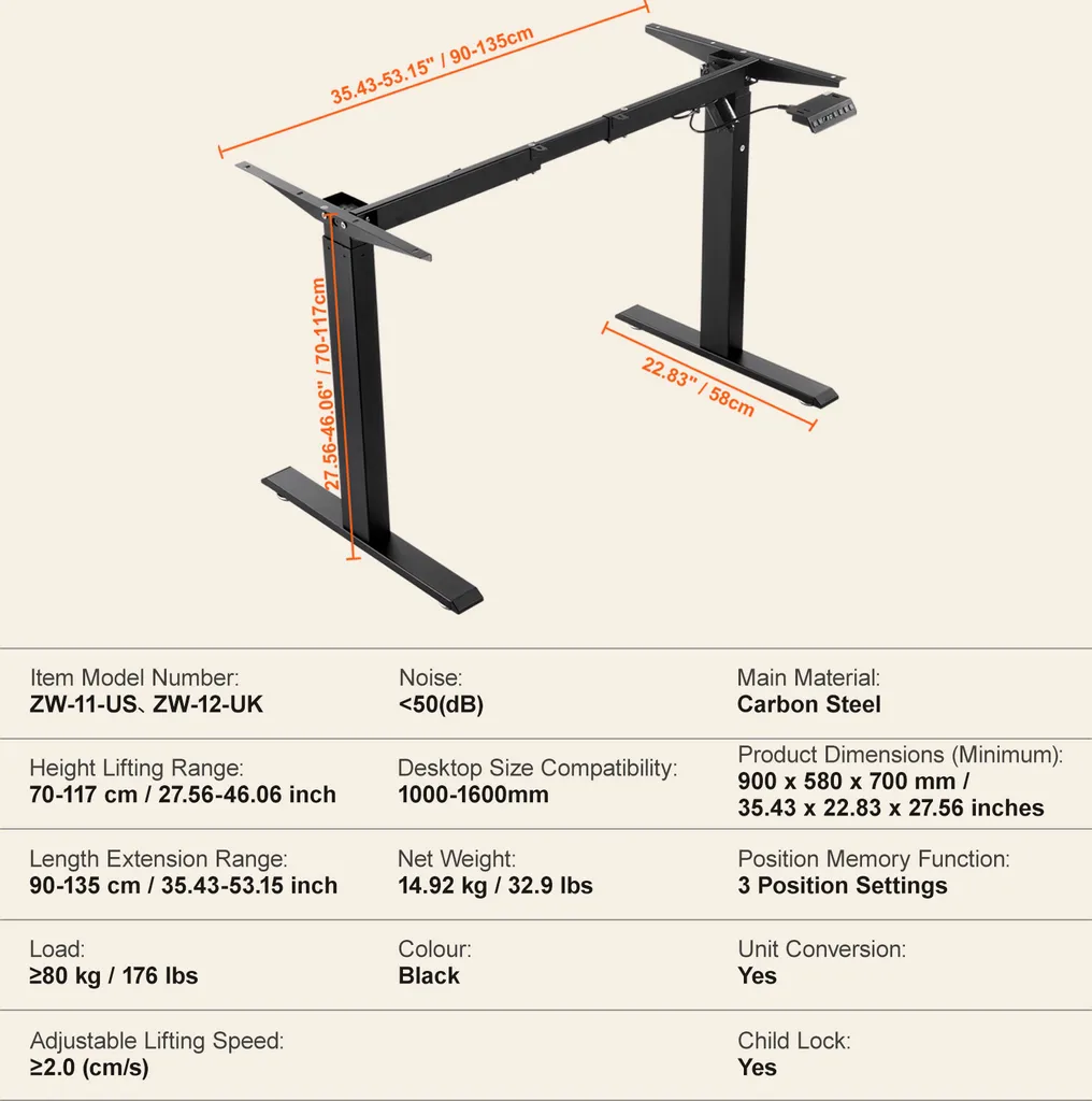Telaio VEVOR per Scrivania Stand-up - Crea il tuo Ufficio Ergonomico - 7