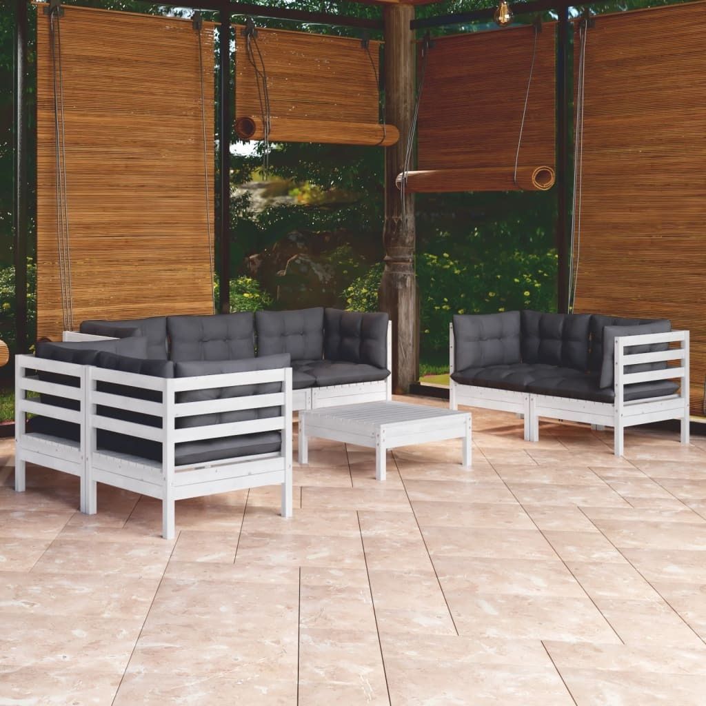 "Rabatt" 8-tlg. Garten-Lounge-Set - Wetterfestes Sitzgruppe - für 7 Personen - mit Kissen Kiefer Massivholz - Lounge-Dining set CC3430