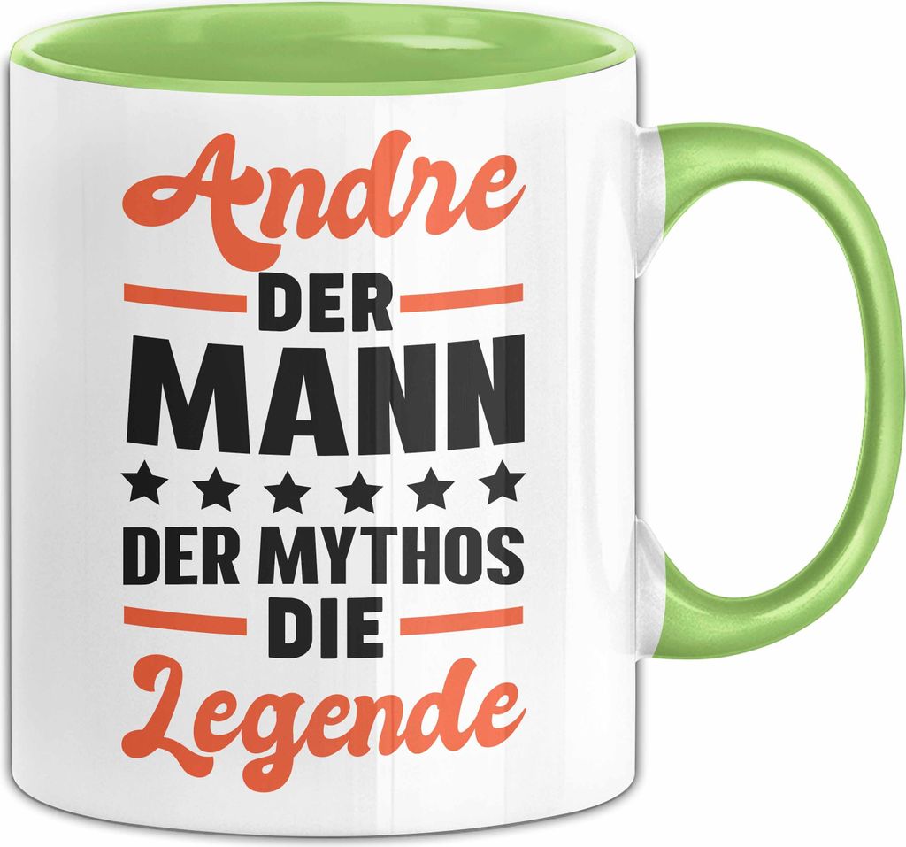 Andre Tasse Geschenk Name Andre Der Mann Der Mythos Die Legende Kaffee-Becher (Grün)