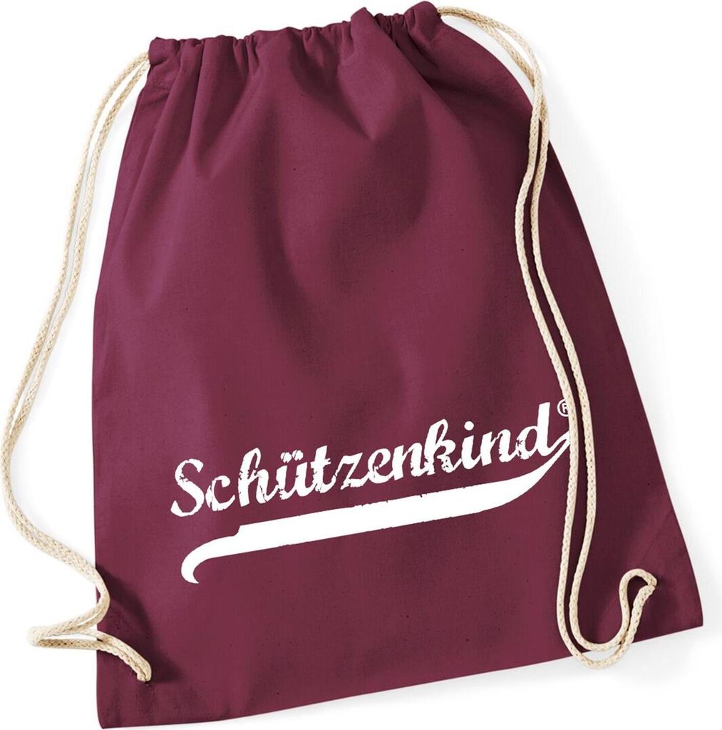 Huuraa Turnbeutel Schützenkind Vintage 12 Liter Burgundy Baumwolle Rucksack Geschenkidee