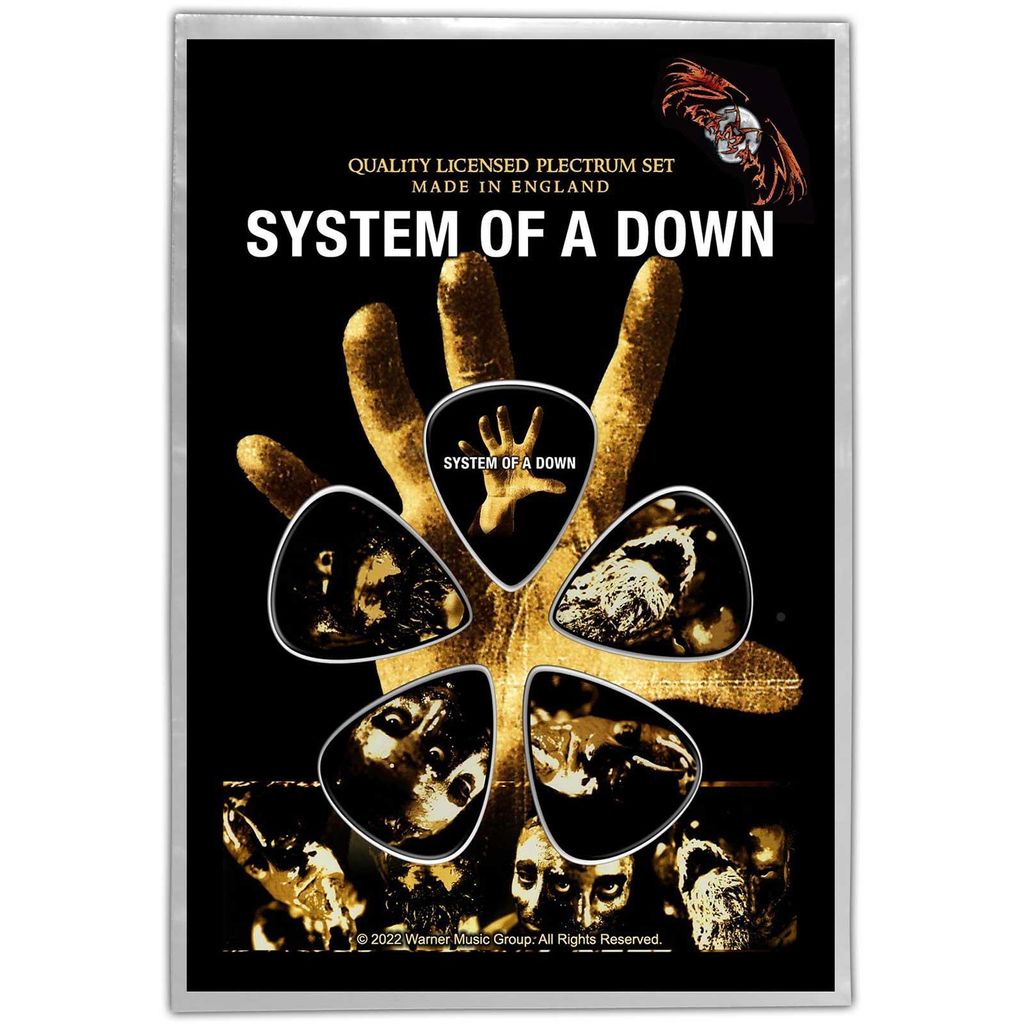 System Of A Down - Plektrum "Hand" 5er-Pack RO5580 (Einheitsgröße) (Schwarz/Gelb)