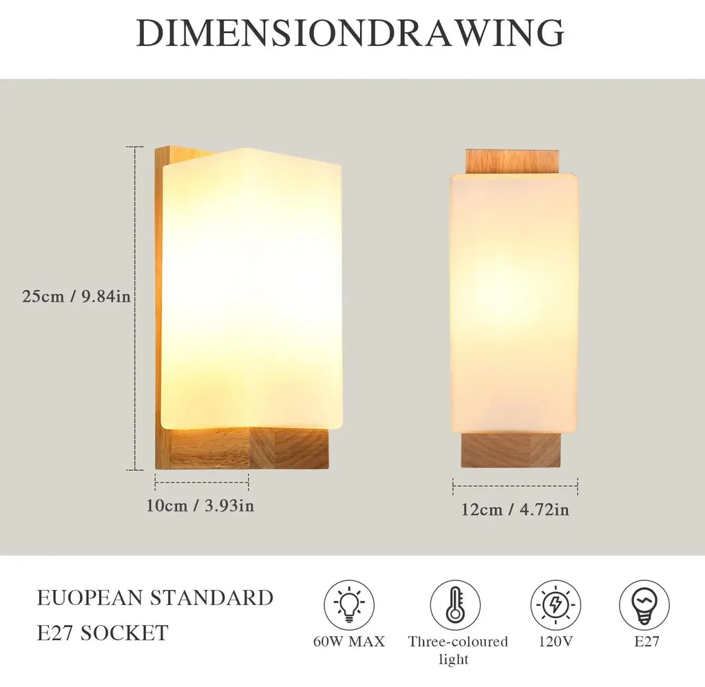 Applique murale LED intérieur 12W variable avec ampoule E27 en verre