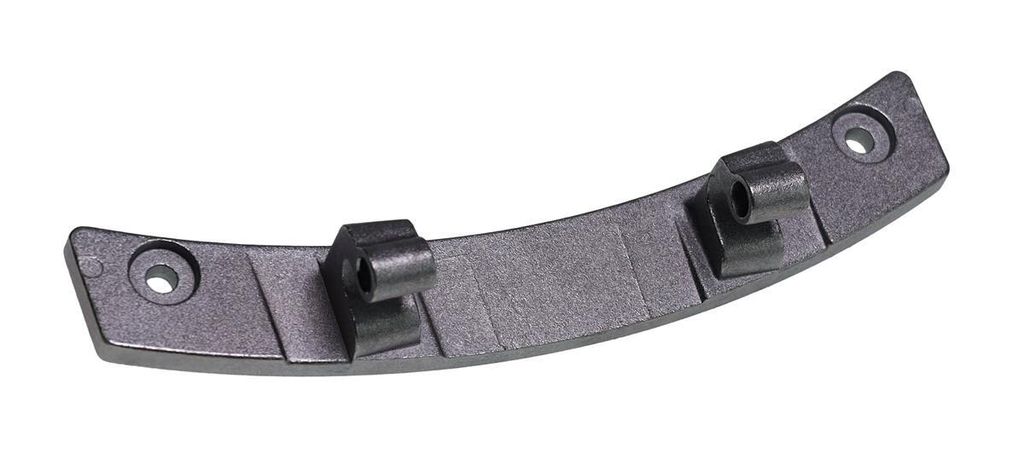 A black plastic door hinge for a dryer or washing machine, shown against a white background.