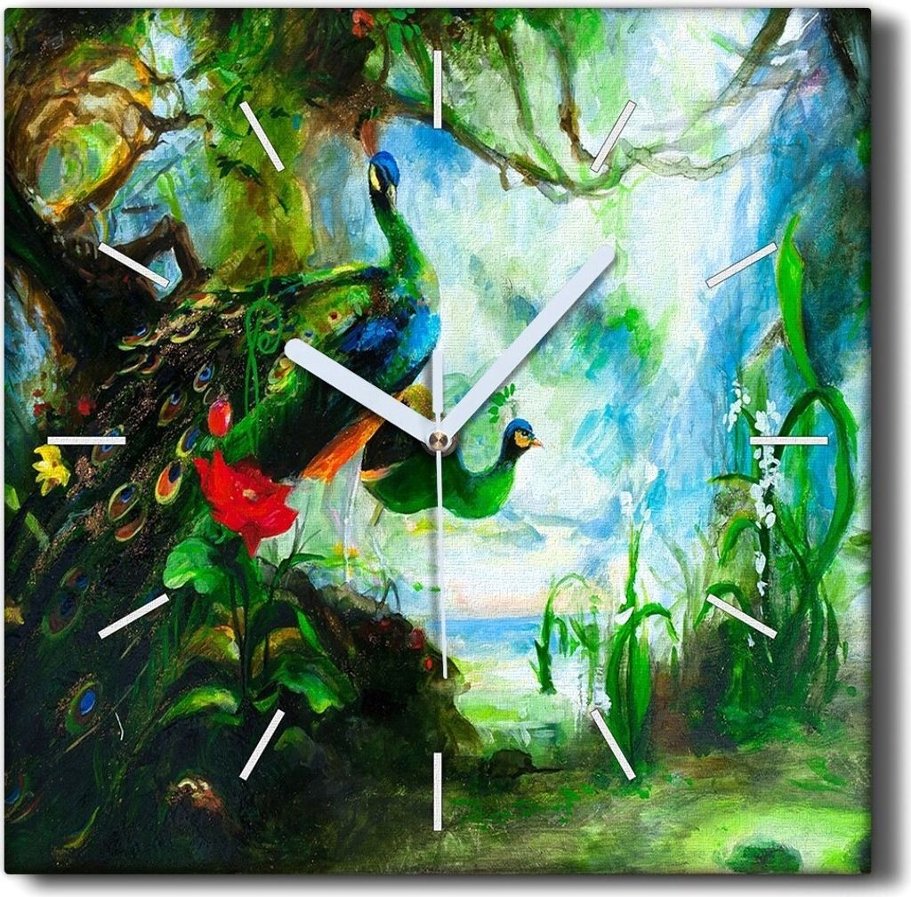 Coloray Hodiny Unikátní 30x30 cm Tiché hodiny Pro obývací pokoj a kuchyň Nástěnné hodiny Plátno Černé ručičky hodin - Las Animal Paw