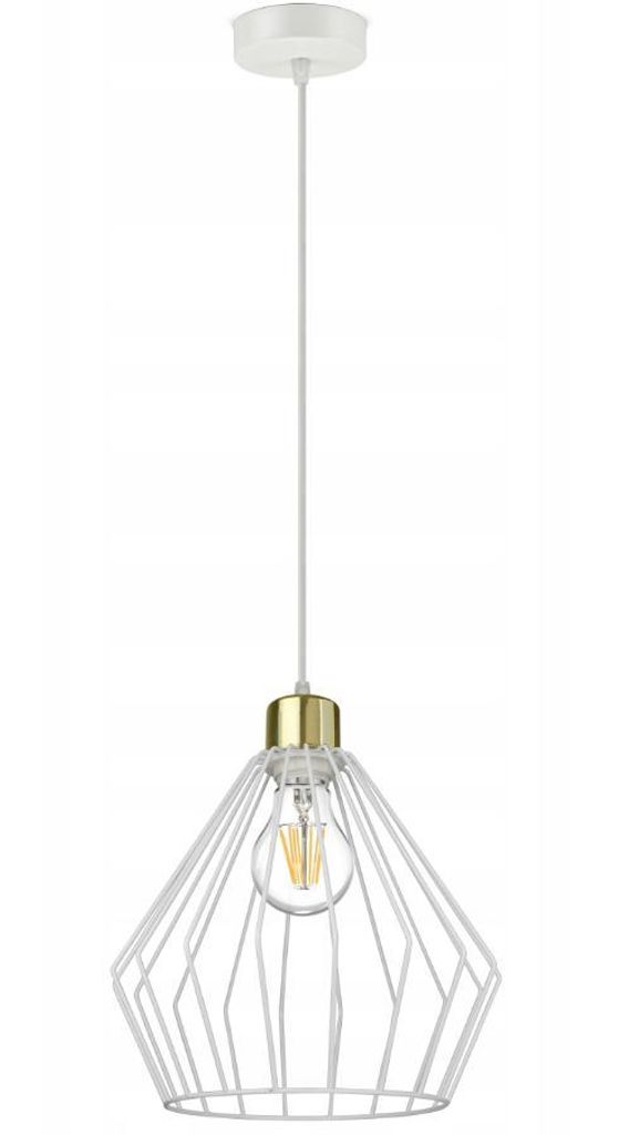 Luxolar Led Pendelleuchte aus Metal Draht Weiß-Gold im Edison-Stil E27 60W - Deckenleuchte GLAM Design - Hängelampe für Wohnzimmer, Küchen