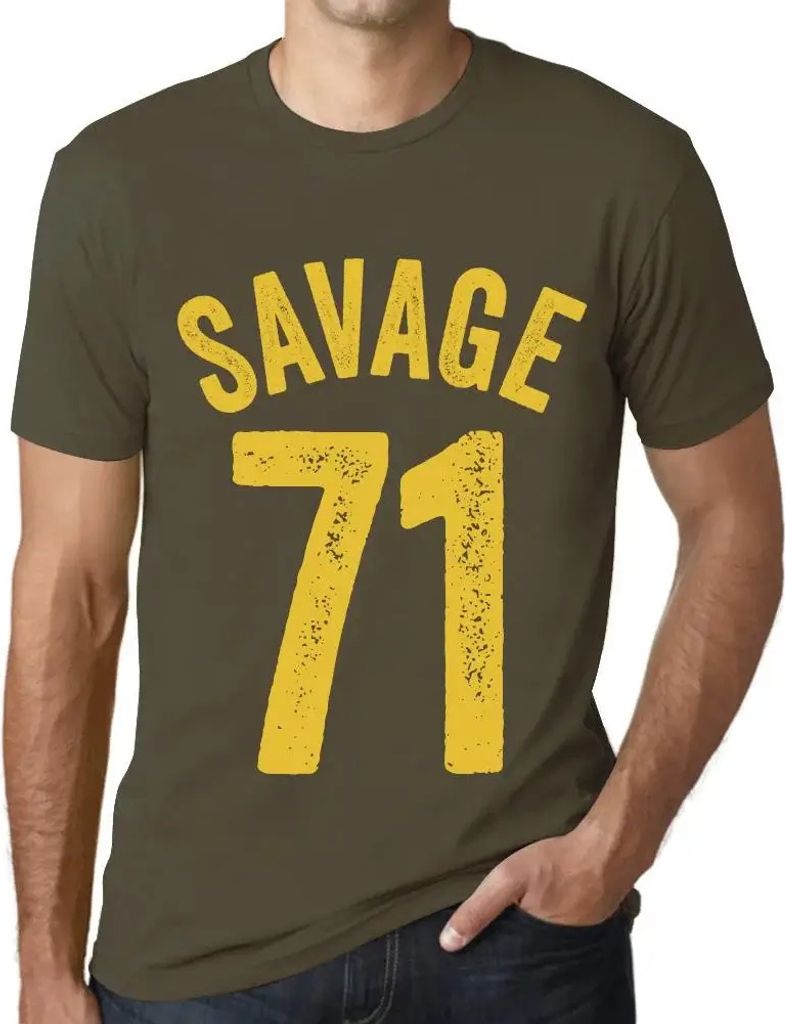 Herren Grafik T-Shirt Savage 71 Geschenk 71. Geburtstag Jahrestag 71 Jahre Jubiläum 71 Jährige Mann Jahrgang 1953 Kurzarm Lustige Druck