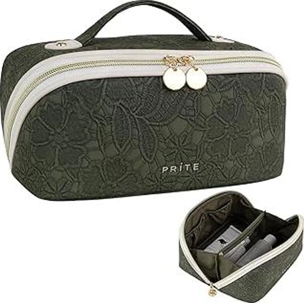 Organizer Trucchi Prite M: Borsa Toilette Impermeabile Fiore Verde
