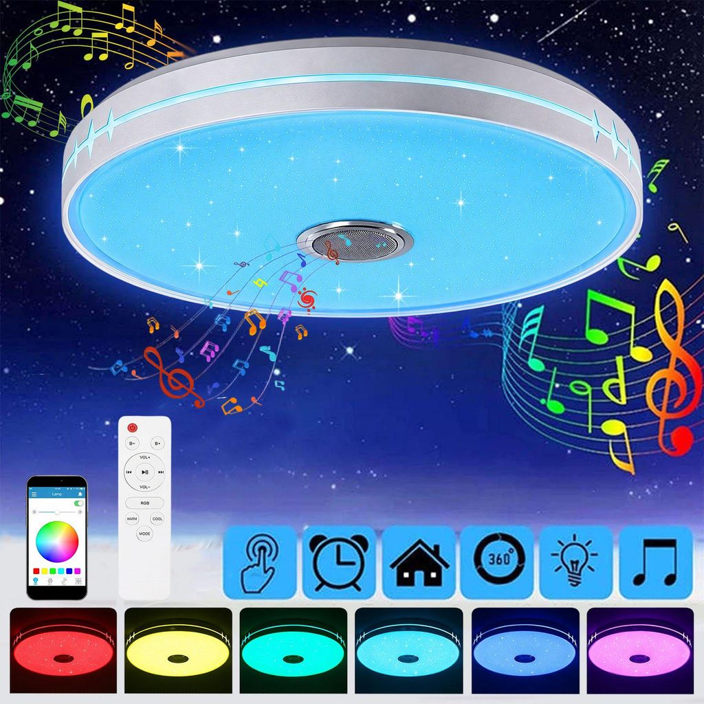 Smart LED Deckenlampe mit Bluetooth Lautsprecher, 50cm Produktbild 