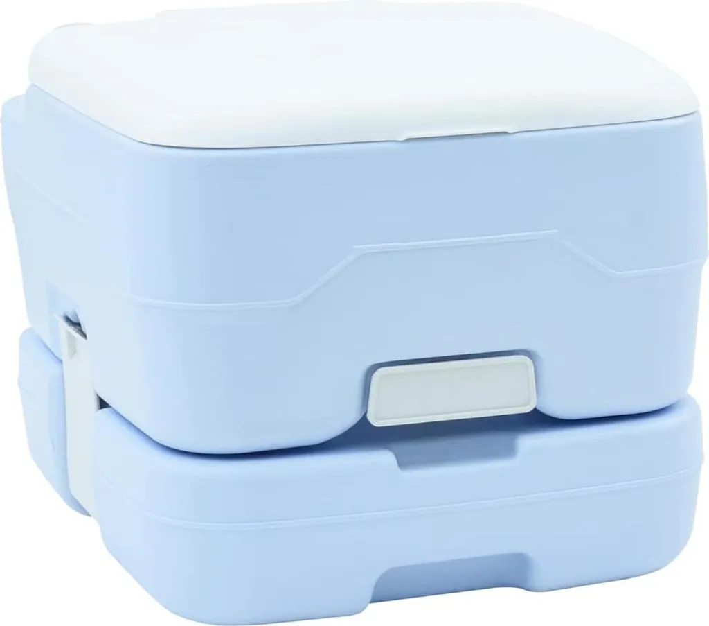WC chimique portable de camping bleu et blanc format compact voyage