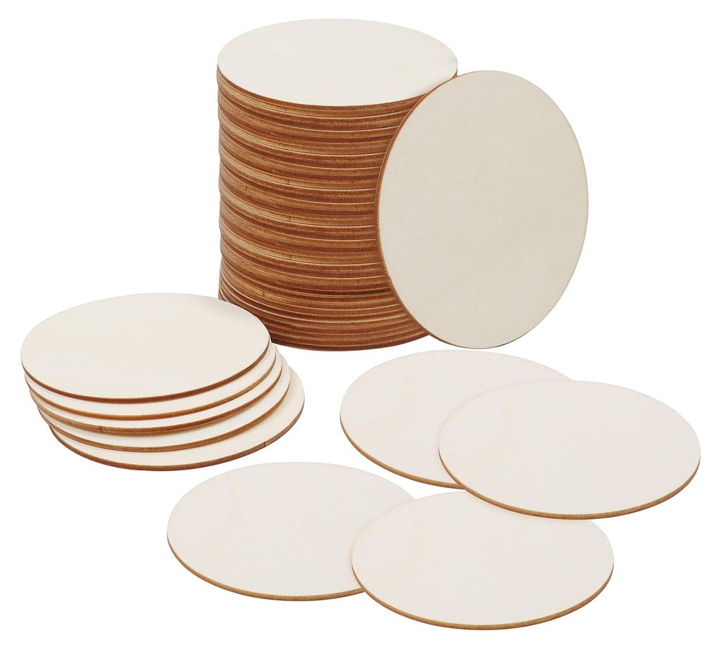 Belle Vous 50er Pack Runde Holzscheiben zum Basteln - 50x Runde Holzscheiben Ø10 cm - 2 mm Dick - 50er Set Holzplatte rund - 50 Holzscheiben 10cm