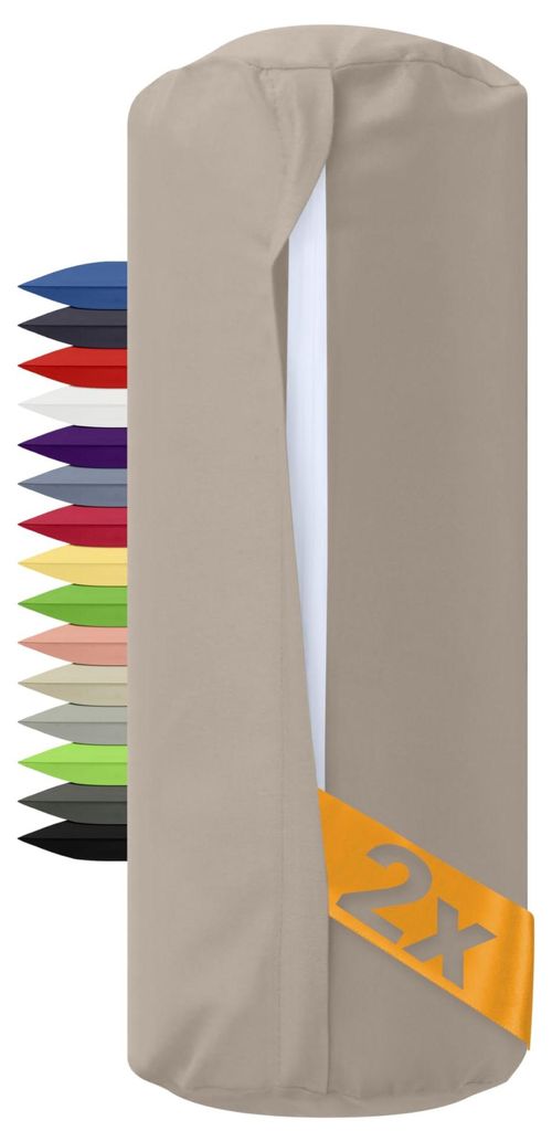 2er-Set Nackenrollenbezüge 40 x 15 cm, 100 % Baumwolle, 1600.2330, 40 x 15 cm, beige