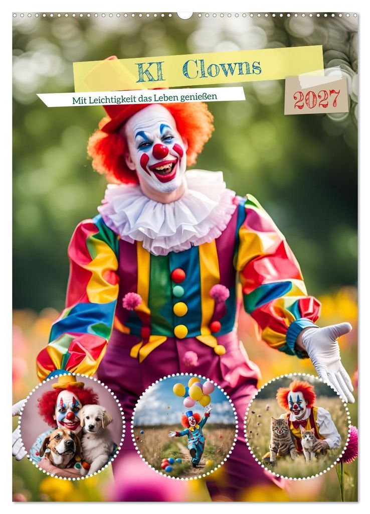 KI Clowns Mit Leichtigkeit das Leben genießen (Wandkalender 2027 DIN A2 hoch), CALVENDO Monatskalender