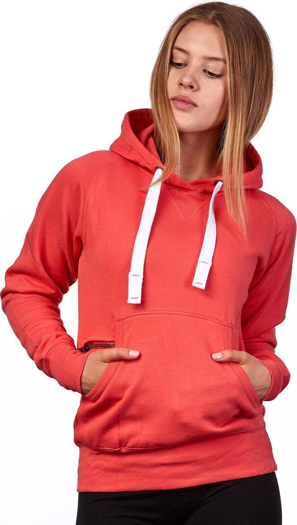 Mivaro Damen Kapuzenpullover mit Kängurutasche und Reißverschlusstäschchen weich innen gefüttert aus Baumwolle Regular Fit Hoodie für Freizeit...