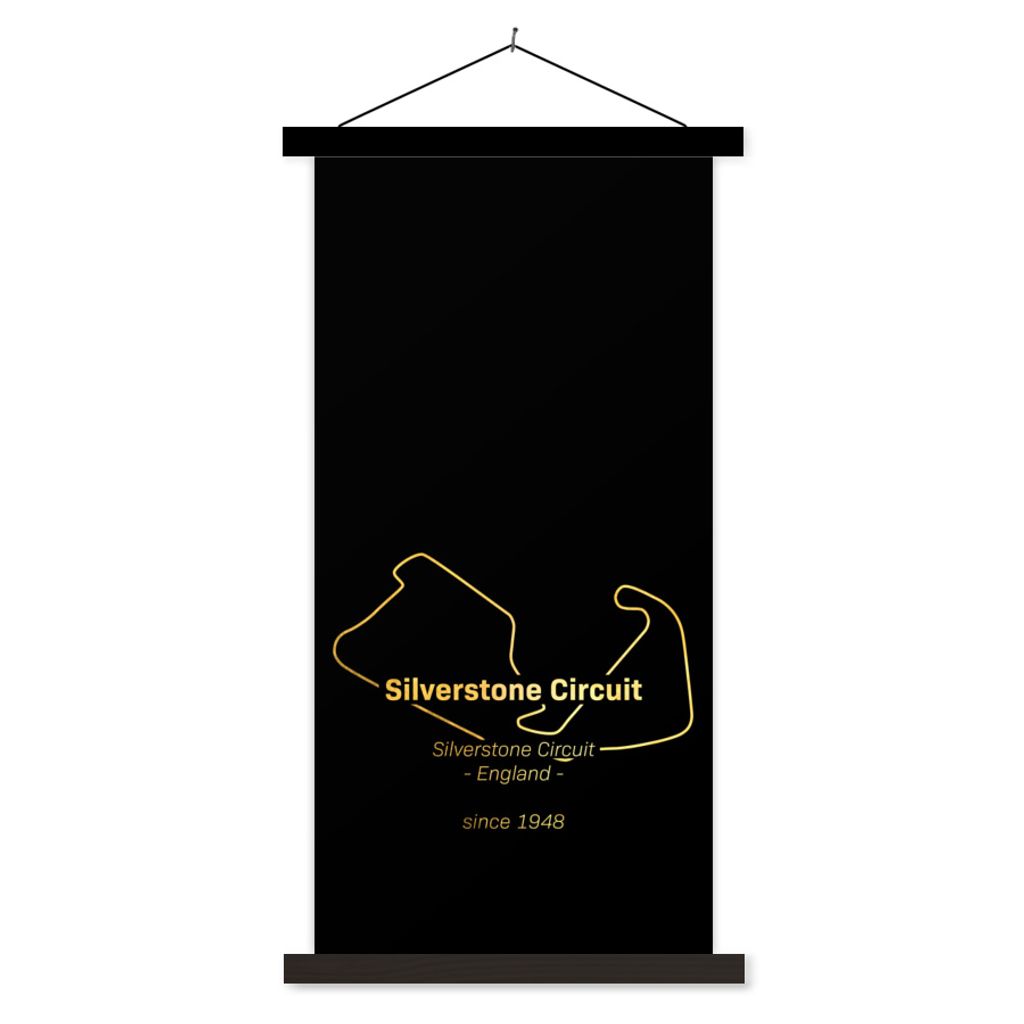 MuchoWow Textilposter Formel 1 - Rennstrecke - Silverstone 90x180 cm mit schwarzem Rahmen - Dekoration Wohnzimmer
