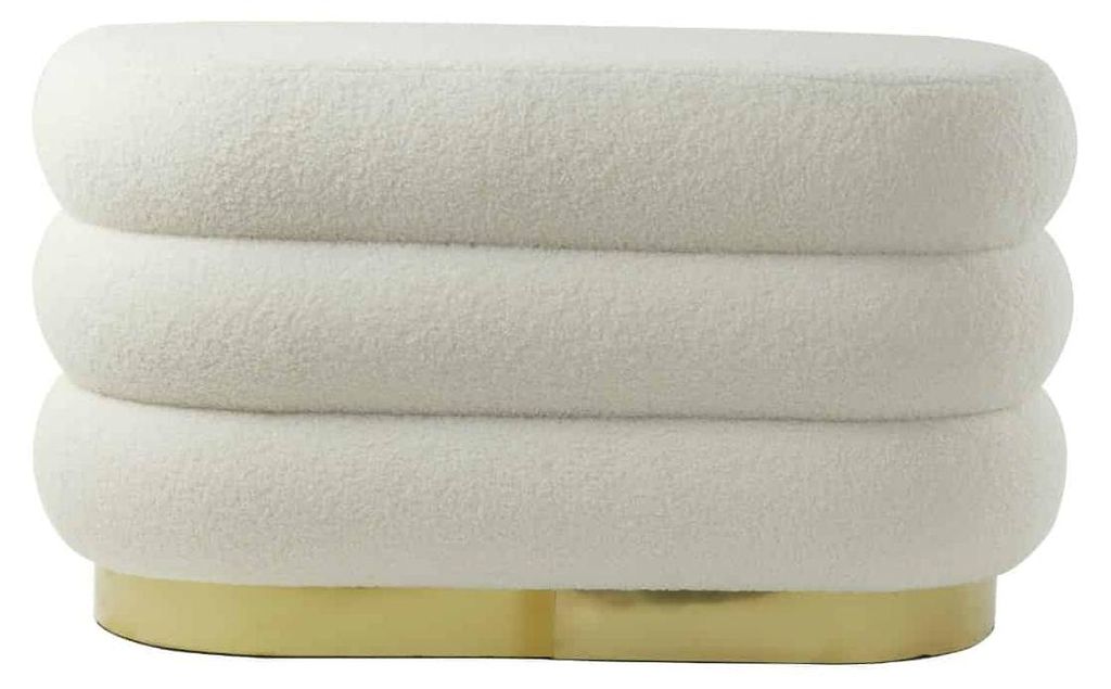 Light & Living Pouf LYALL Teddy Creme Gold – 80x40x45 cm