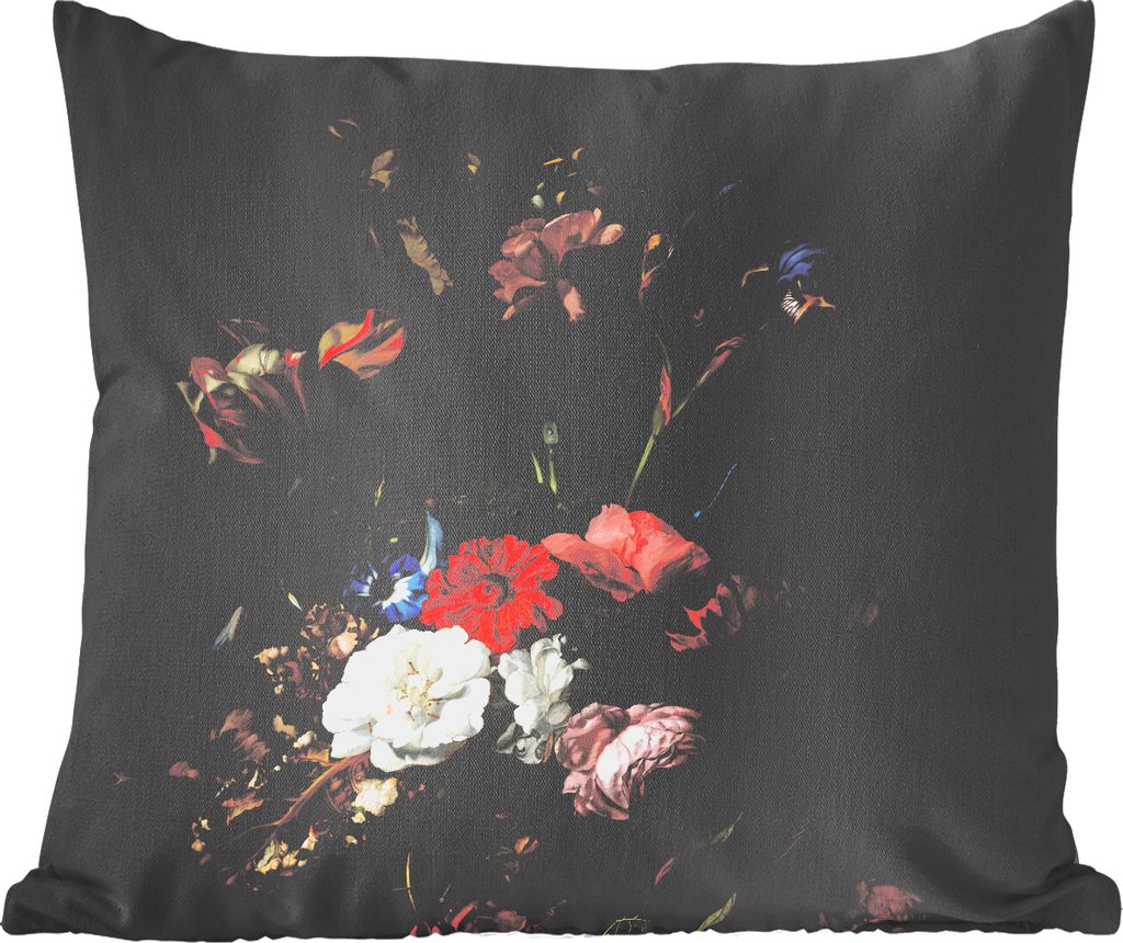 MuchoWow Zierkissen Sofakissen Wohnzimmer Dekokissen 40x40 cm Vase mit Blumen - Gemälde von Rachel Ruysch - Foto Kissen - Schlafzimmer Dekoration