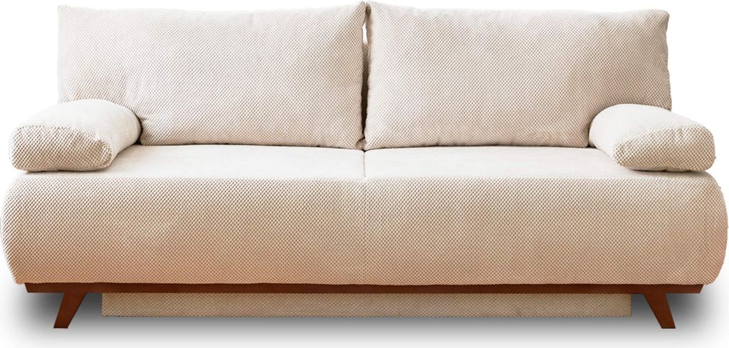 Best Möbel Cristal - 3-Sitzer Sofa - Schlaffunktion und Bettkasten - aus strukturiertem Samt , Beige
