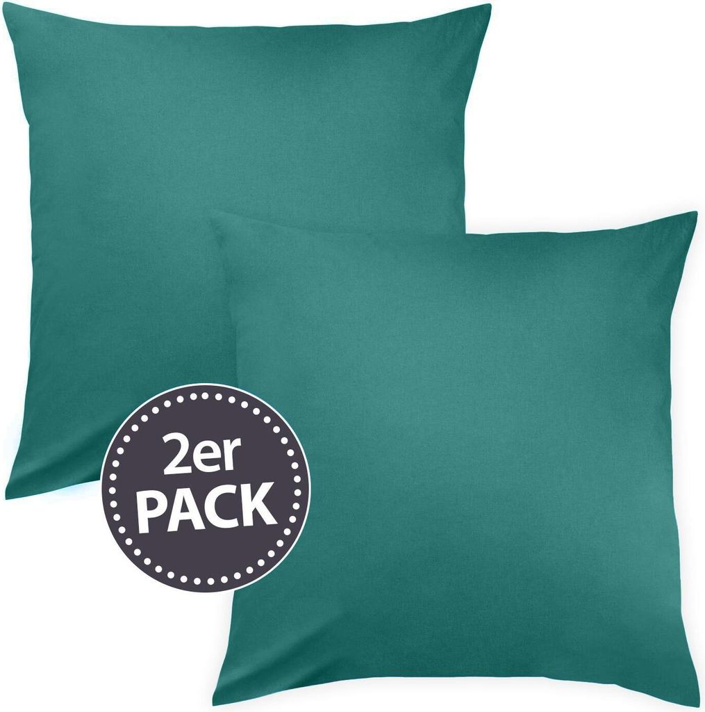 Traumschlaf Uni Mako-Satin Kissenbezüge Doppelpack 2x Kissenbezug 40x40 cm petrol