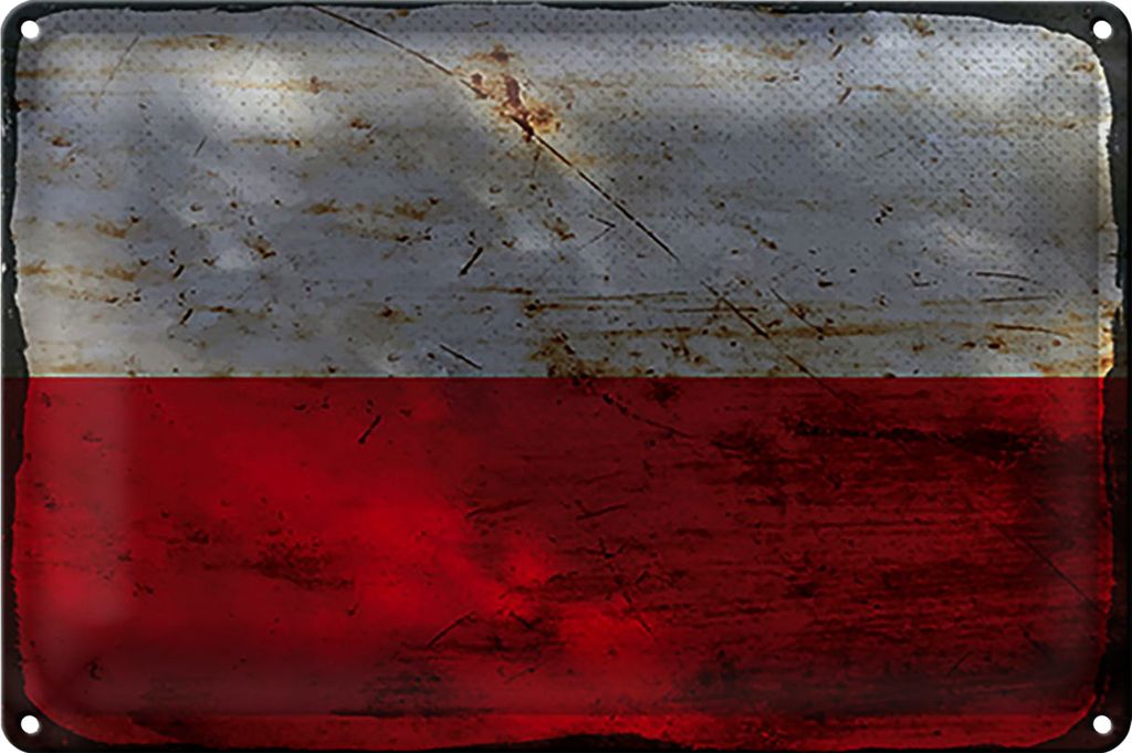 Blechschild Flagge Polen 18x12cm Flag of Poland Rost