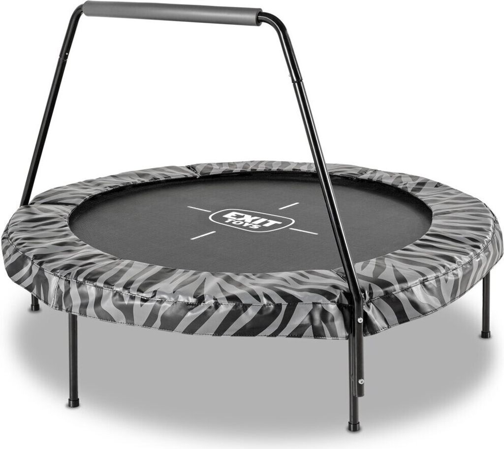 EXIT Tiggy Trampolin ø140cm, mit Haltestange, Rund, Kindertrampolin, Schwarz/Grau