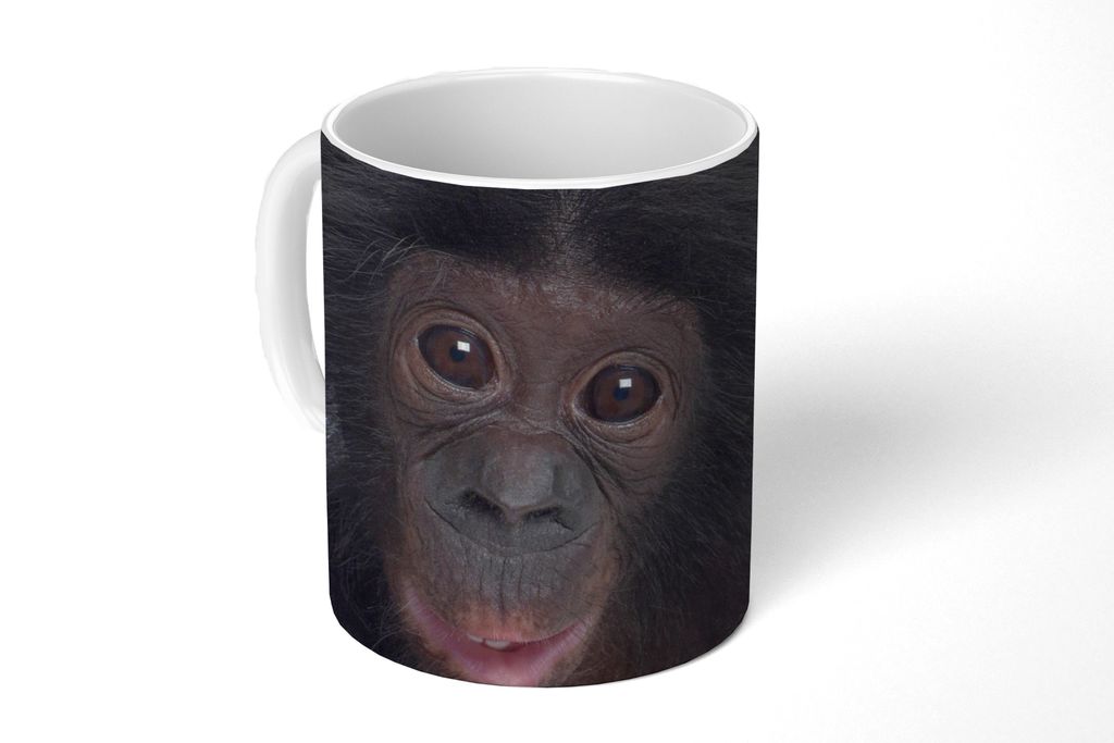 KitchenYeah Tasse Kaffeetasse Kaffeebecher 350 ml Affe - Schimpanse - Porträt - Kinder - Jungen - Mädchen Teetasse - Fototasse - Becher - Keram...
