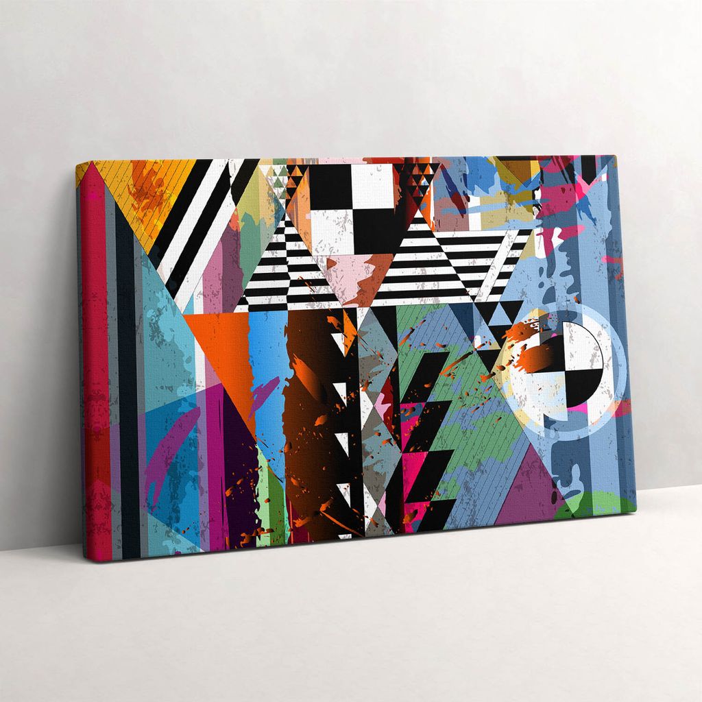 Abstrakte Streifen und Dreiecke – Leinwandbild Wandbild – 60x40 cm – Leinwandbilder – Wandbilder – Schlafzimmer – Flur
