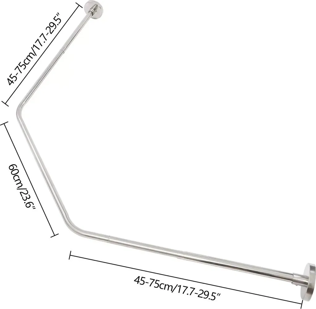 Barre de douche pour petit angle extensible 45-75 cm métal argent