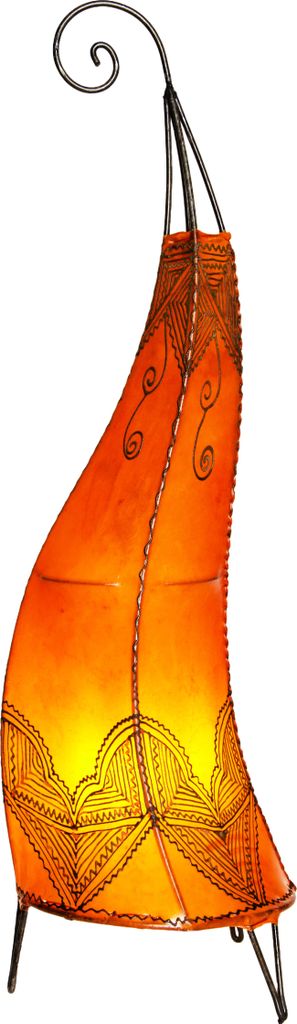 Orientalische Stehlampe Arif Orange 70cm Lederlampe Hennalampe Lampe | Marokkanische Große Stehlampen aus Metall, Lampenschirm aus Leder | Orienta...