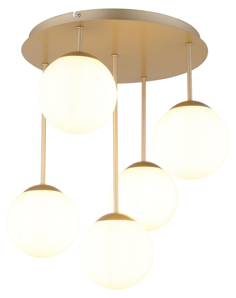 Lampada a soffitto HARMON, metallo, color champagne, vetro, Immagine del prodotto 