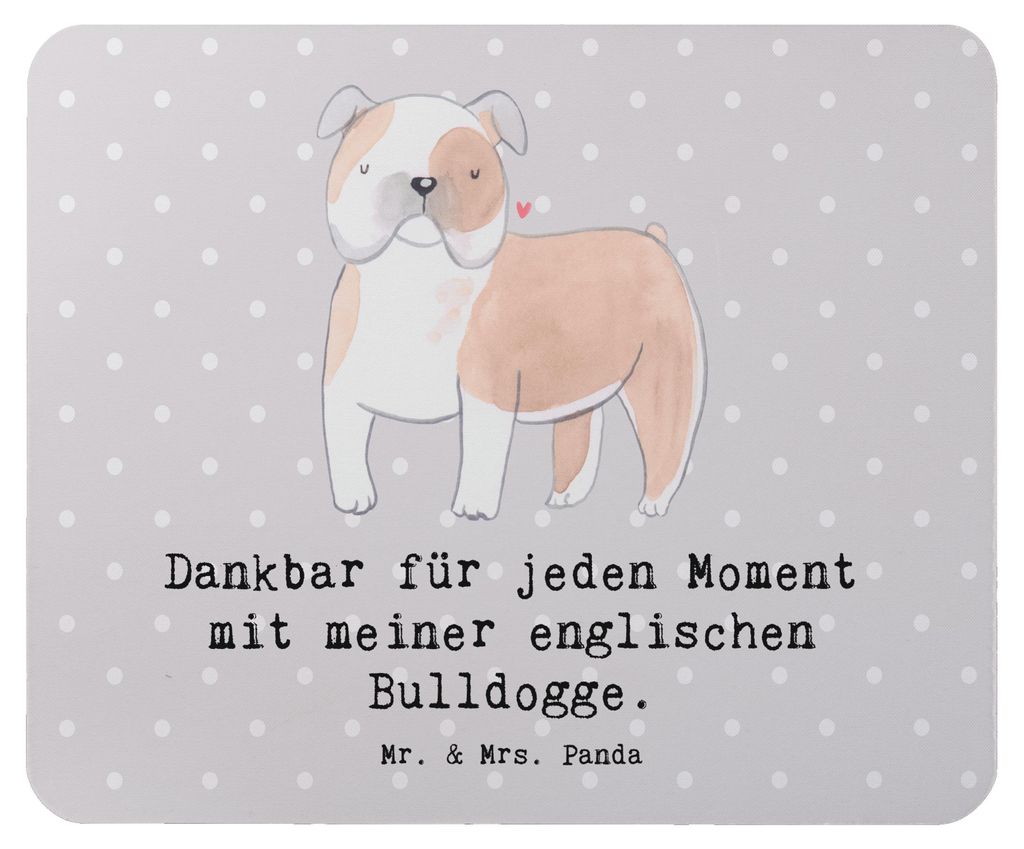 Mr. & Mrs. Panda Mousepad Englische Bulldogge Moment - Grau Pastell - Geschenk, laptop mauspad, English Bulldog, pc mausunterlage, Mouse Pad