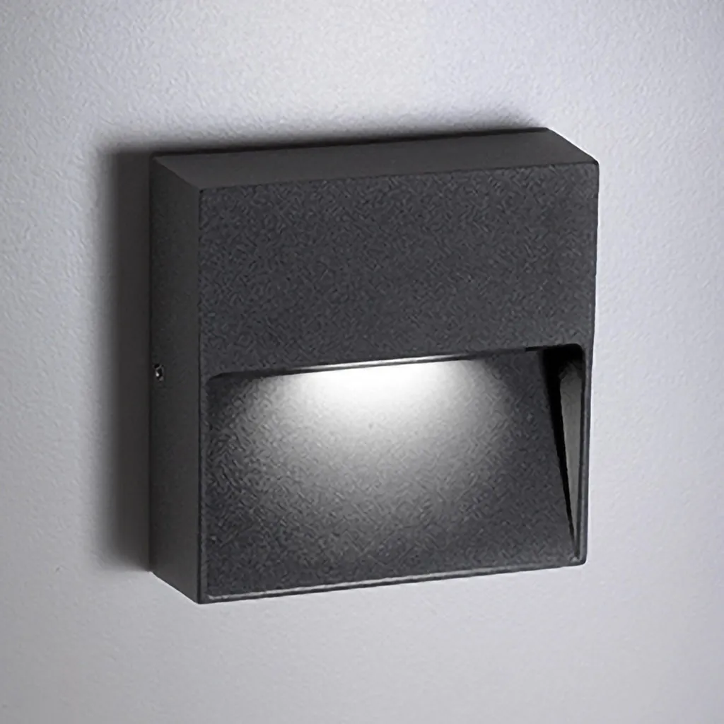 Applique LED Bottom 4.5W 3000K IP54 en Aluminium Gris Foncé Carrée