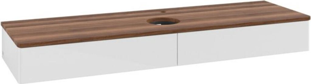 V&B Waschtischunterschrank ohne Frontstruktur -Beleuchtung Antao 160x50cm, HL, WBP w. wal, glo wh. Lac