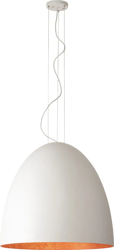 Lustre salon moderne blanc et or 7 x E27 pour haut plafond en métal
