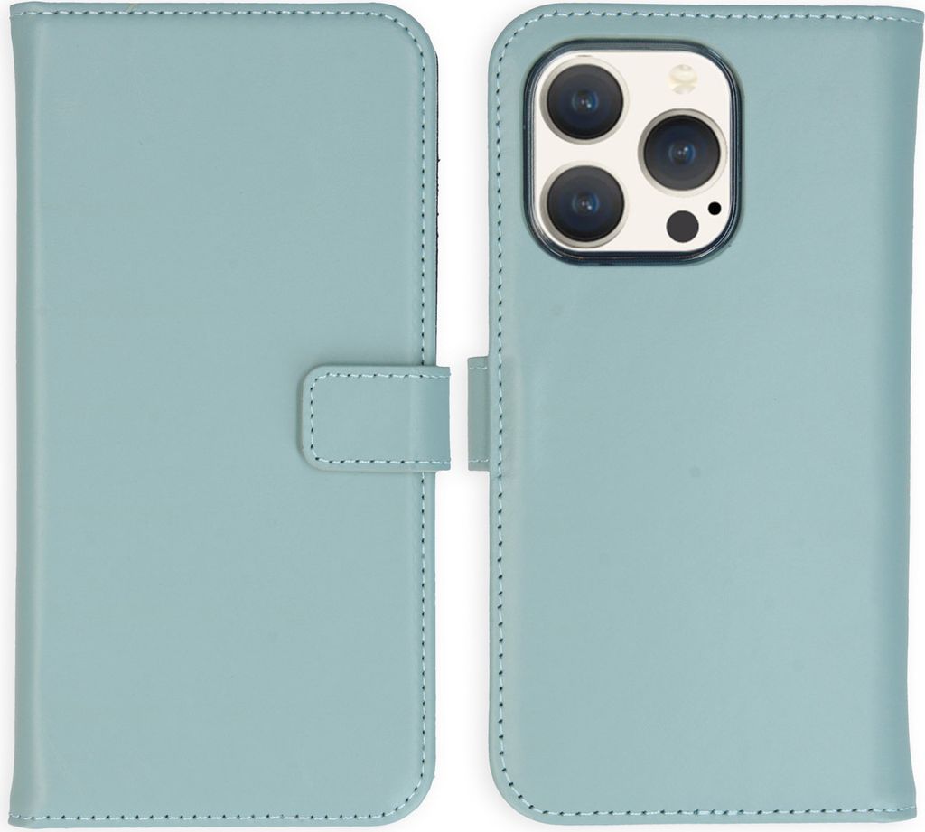 Selencia Echtleder Klapphülle iPhone 15 Pro - Air Blue