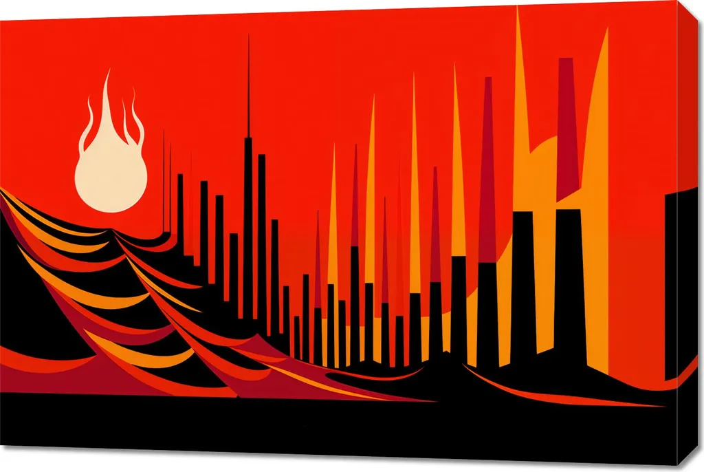 Quadro 90x60 cm Fuoco sanguinante urbano