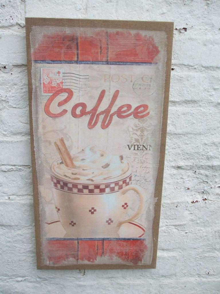 Dekoratives Wandbild auf Leinwand, Coffee, Vienna, Postcard, Antik