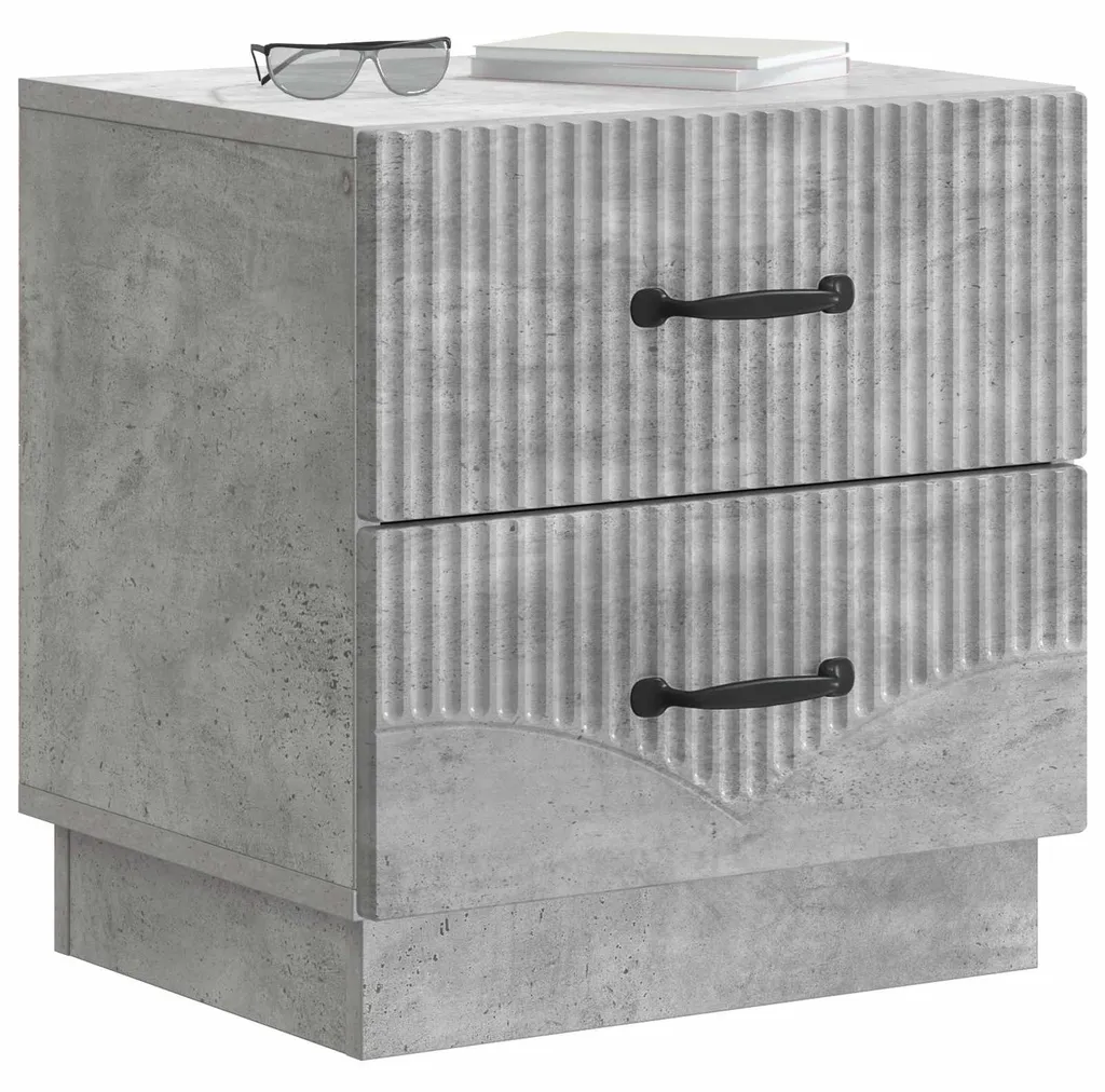 Chevet Gris béton en bois d'ingénierie stable avec grand tiroir de 43 cm