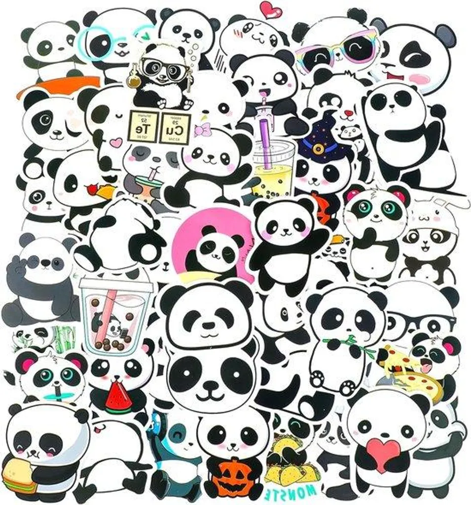 100 Stickers Panda Étanche - Décoration Fête Anniversaire Vinyle Durable