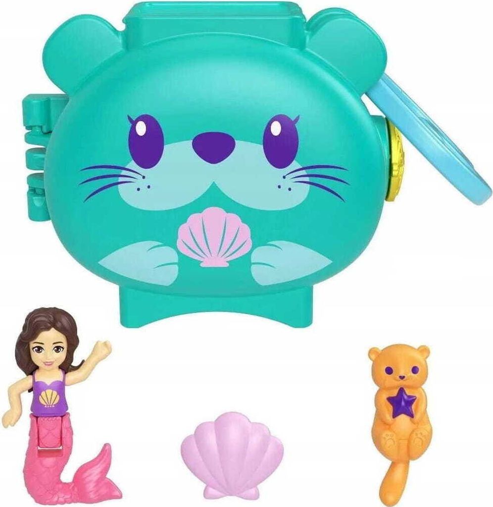 Mattel GYV99; HKV48 - Polly Pocket Steckspaß Tiere Mini-Schatulle - Otter