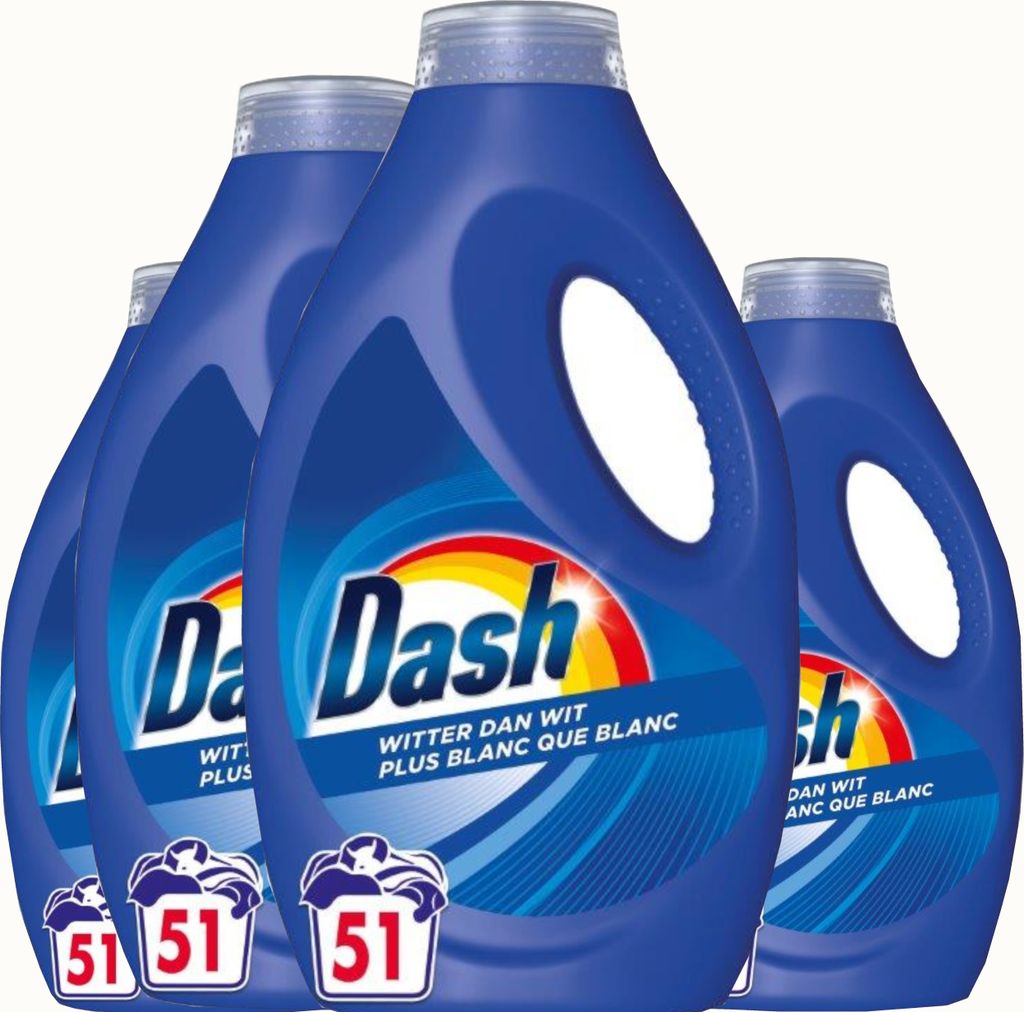 Dash Flüssigwaschmittel Weißer als Weiß – 4 x 51 Wäschen – Produktbild 