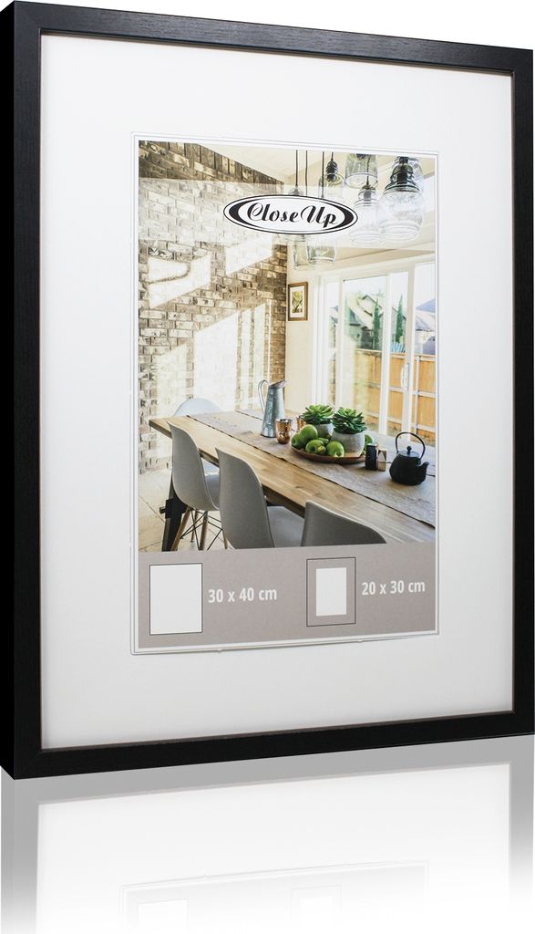 Close Up Posterrahmen 30x40 cm schwarz Premium MDF-Rahmen Plexiglas-Scheibe Bilderrahmen mit Passepartout