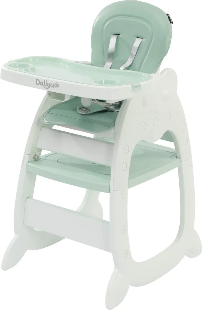 Chaise haute 4 en 1 harnais 5 points et tablette d'apprentissage - Vert