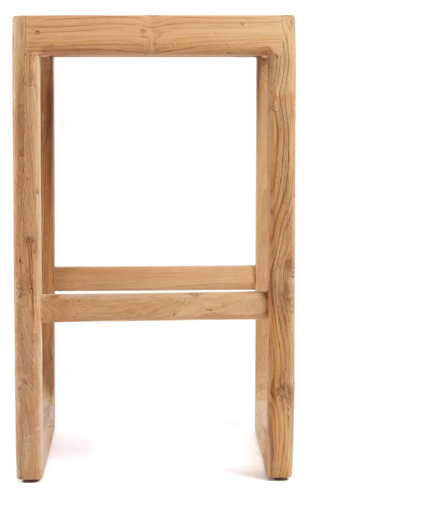 Tabouret de bar bois de teck recyclé marron 42x42x70cm - Collection Java