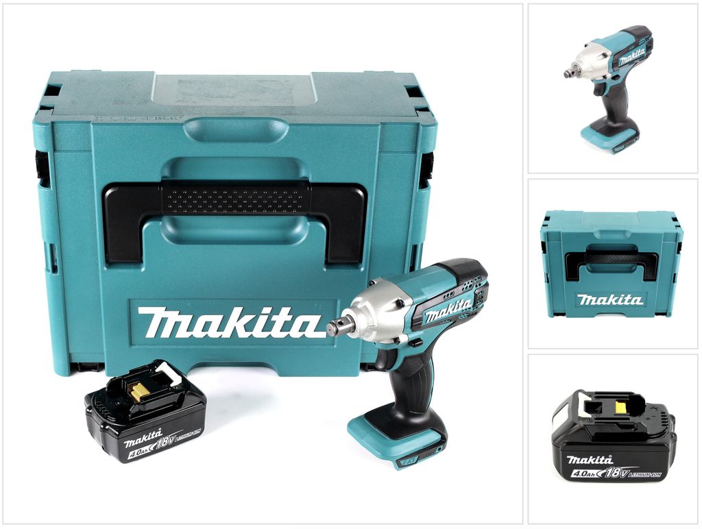 Makita DTW 190 M1J 18V Li-Ion Akku Schlagschrauber im Makpac - mit 1x BL 1840 B 4,0 Ah Akku mit LED - Anzeige, ohne Ladegerät